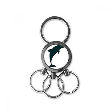 Imagem de Blue Ocean Docile amigável golfinho aço inoxidável metal chaveiro chaveiro carro chaveiro clipe presente, Multicor