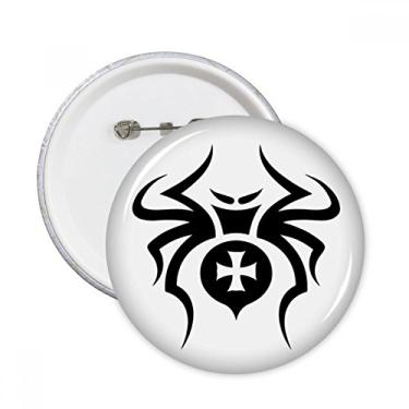 Imagem de Ilustração de padrão de aranha de inseto preto pinos redondos crachá botão emblema acessório decoração 5 peças