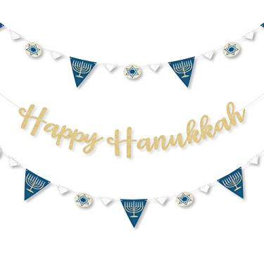 Imagem de Happy Hanukkah - Chanukah Letter Banner Decoration - 36 Banner Cutouts and No-Mess Real Gold Glitter Happy Hanukkah Banner Letters