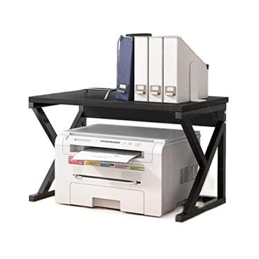 Imagem de KIZQYN Suporte de impressora de mesa estantes prateleiras placa artificial rack de estrutura de aço rack de armazenamento doméstico camada dupla impressora de mesa de escritório (cor: 1)
