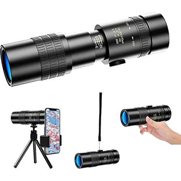 Imagem de Telescópio monocular monocular 4k 10-300X40 de alta potência, telescópio monocular HD à prova d'água com suporte para smartphone e tripé para jogo de bola/passeios turísticos/caminhadas/acam