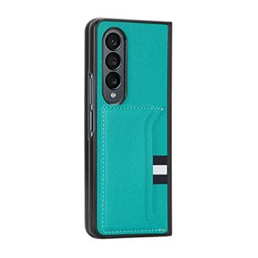 Imagem de Estojo de couro fino para negócios leve para Samsung Galaxy Z Fold 4 5G Fold4 Fold3 Fold2 Fold 3 2 Slot para cartão Phone Bag, verde, para Samsung Z Fold 3