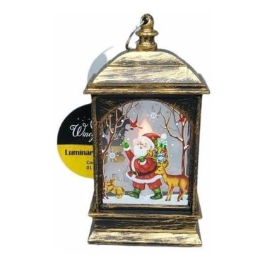 Imagem de Decoração Enfeite Natalino Lamparina Natal Led Papai Noel