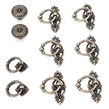 Imagem de Puxadores de armário de compras, 10 peças de puxadores de gaveta de liga vintage DIY caixa de joias para gavetas para armários de banheiro