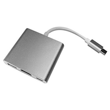 Imagem de Healifty adaptador USB C para HDMI multiportas Hub USB 3.1 porta USB C para carregamento para MacBook Phone Cinza