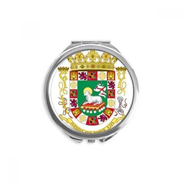 Imagem de Espelho com emblema nacional de Porto Rico redondo, portátil, bolso para maquiagem