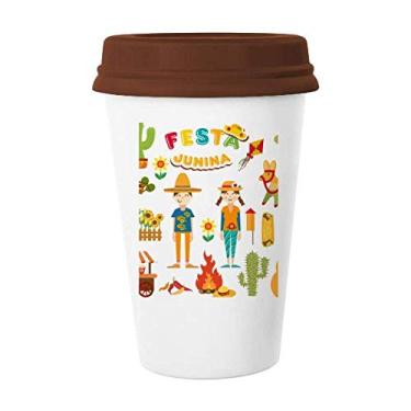 Imagem de Caneca de cerâmica sorrindo com cacto de fogo e ilustração de festival de guitarra caneca de café copo de cerâmica