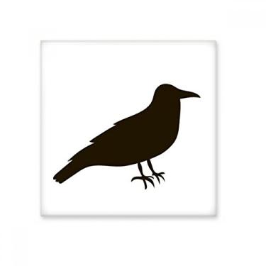 Imagem de Pedra adorna de tijolo vitrificado de cerâmica com desenho de animal fofo de corvo preto