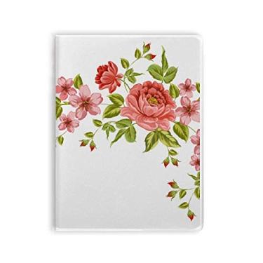 Imagem de Caderno com estampa de rosas vermelhas e flores, capa de goma para diário