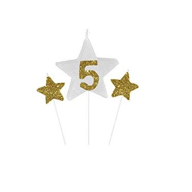 Imagem de Vela de Aniversário New Star Dourado - Número 5