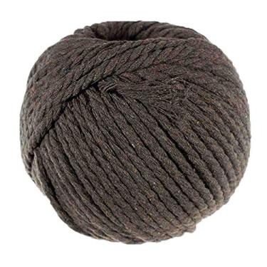 Imagem de Corda de algodão de 5 mm de espessura – para artesanato, decoração e projetos de arte – vem em novelo de 50 metros (chocolate escuro)