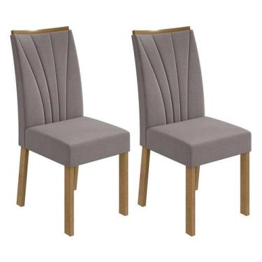 Imagem de Conjunto 2 Cadeiras Apogeu Amêndoa/Veludo Capuccino - Móveis Lopas