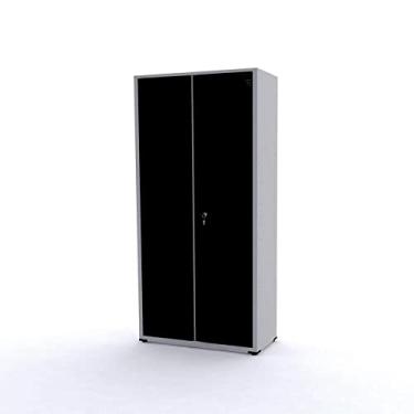 Imagem de Armário de Aço 2 Portas 3 Prateleiras Ap408sl Pandin Móveis Cinza/preto