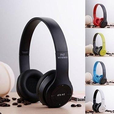 Imagem de Fone De Ouvido Estéreo Headphone Sem Fio Bluetooth P47 Micro SD FM (Preto)