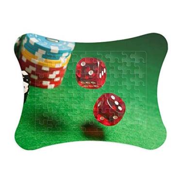 Imagem de Porta-retrato com fichas de dados verdes de mesa para decoração de quadros, ornamento de jogo de quebra-cabeça