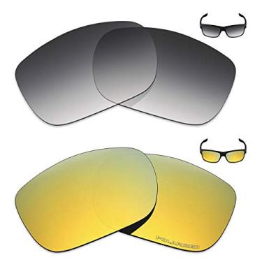 Imagem de Mryok+ 2 pares de lentes polarizadas de substituição para óculos de sol Oakley Two Face – Cinza dégradé Tint/Ouro 24K