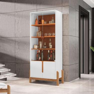 Imagem de cristaleira lizz 2 pt branco e cedro