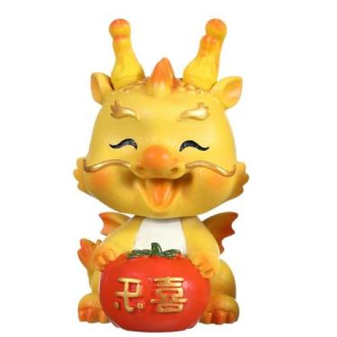 Imagem de Estatuetas de dragão encantadoras perfeitas para decoração de jardim decoração de dragão de resina pintada à mão Delightful Accent Dragon Years Gift