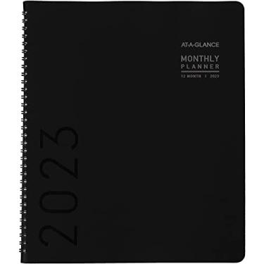 Imagem de AT-A-GLANCE Agenda mensal 2023, 23 x 28 cm, grande, abas mensais, bolso, couro sintético, contemporâneo, preto (70260 x 05)