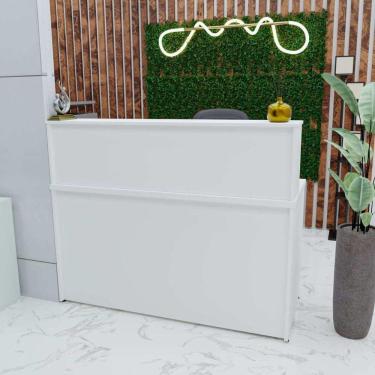 Imagem de Balcão Atendimento Recepção Consultório Com Gaveta 120x60cm Branco