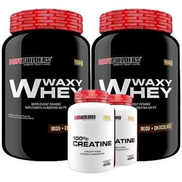 Imagem de Kit 2x Waxy Whey 900g + 2x Creatina Monohidratada 100% Pura 300g - Bodybuilders (Chocolate e Paçoca)