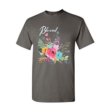 Imagem de Camiseta masculina Blessed Love Faith Hope Believer Motivation Kindness, Carvão Ativado, G