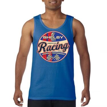 Imagem de Camiseta regata Shelby Racing 1962 American Muscle Car Mustang Cobra GT500 GT350 Performance Powered by Ford masculina, Azul, G