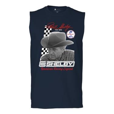 Imagem de Camiseta masculina Carroll Shelby Signature Muscle Car GT500 Mustang Muscle Car American Racing Legend Lives Powered by Ford, Azul marinho, P