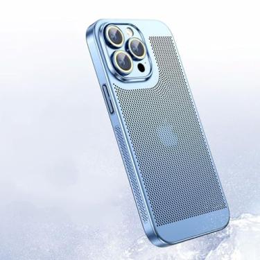 Imagem de Capa de telefone de malha de resfriamento ultra-fina para iphone 15 14 13 12 11promax xsmax capa para pc com lente filme de vidro, azul claro, para iphone 8