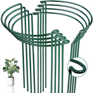 Imagem de Conjunto de 8 estacas de suporte de plantas de cobra meio redondo - suporte e gaiola fortes para plantas, estacas duráveis para plantas domésticas, anel de suporte de plantas para plantas internas e