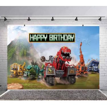 Imagem de Pano de fundo Dinotrux Dinotrux para festa de aniversário e chá de bebê, banner, fundo de decoração de fotografia
