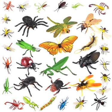 Imagem de Lynkaye 34 pcs Plastic Insects Lifelike Assorted Figures Realistic Insect Animal Model - Butterfly, Ladybug, Mantis, Bee, Grasshopper, Stag Beetle, Red Spider, Blue Spider (34 Pcs Bugs)