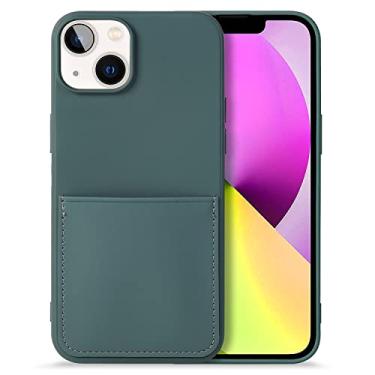 Imagem de Naiadiy Compatível com iPhone 14 Plus 2022 (6,7 polegadas), capa carteira com porta-cartão, capa de silicone ultra fina macia à prova de choque para Apple iPhone 14 Plus - verde escuro