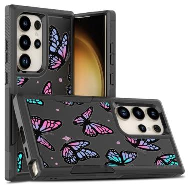 Imagem de Capa para Samsung S24 Ultra Butterfly Galaxy S 24 Ultra capa de telefone resistente Samsung S24ultra 2 em 1 capa protetora resistente à prova de choque para S24 capa ultrafina 2024