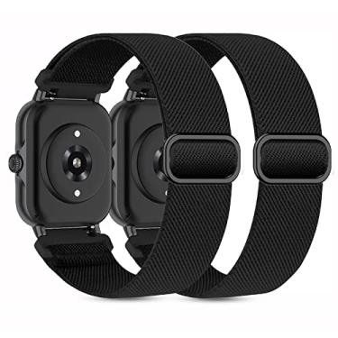Imagem de Pacote com 2 pulseiras de relógio de nylon elástico compatíveis com Amazfit Bip U Pro/Bip 3/Bip/Bip Lite/Bip S lite/Bip U/Bip 3 Pro. Pulseiras elásticas de 20 mm para Amazfit GTS/GTS 4/4 mini/GTS