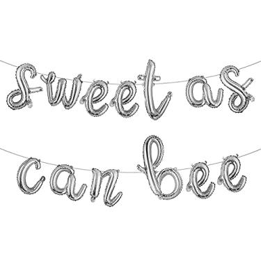 Imagem de Balões Sweet As Can Bee Banner de chá de bebê Mommy to Bee/Bee Revelação de gênero/Bee Welcome Baby Tema Festa Aniversário Decoração (G Sweet AS CAN BEE prata)