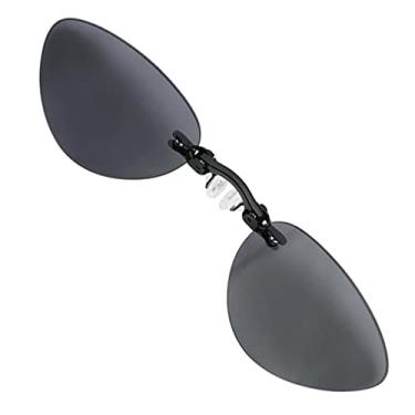 Imagem de PLOPLO Óculos de sol masculinos sem aro com clipe retrô em 3 cores Matrix Morpheus, Cinza, 48 mm