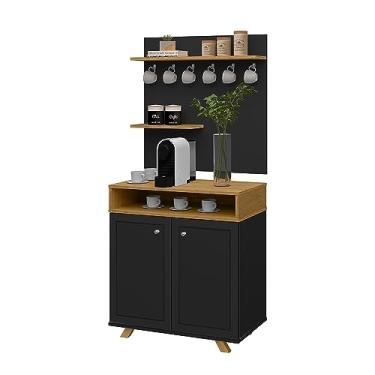 Imagem de Armário Cantinho Café Star Organizador Cozinha Decoração Sala Prateleira Nicho (Nature/Preto)