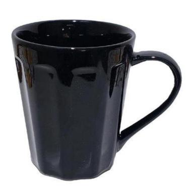 Imagem de Caneca Porcelana Canelada Tulipa Alta 8cm 250ml Preta