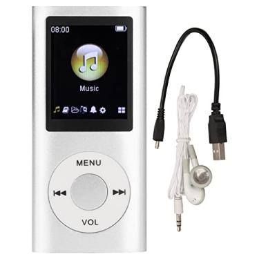 Imagem de MP3 Player, elegante som sem perdas, tela LCD fina de 1,8 polegadas, leitor de música portátil MP3, suporta cartões de memória TF (prata)