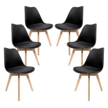 Imagem de Kit Conjunto 06 Cadeiras Jantar Luxo Sala Saarinen Leda (Preto)