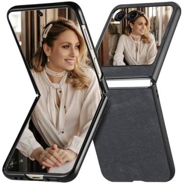 Imagem de CCSmall Capa para Motorola Razr 2024, capa protetora fina de couro PU retrô suporta carregamento sem fio para Motorola Moto Razr 2025/2024 FFG preta
