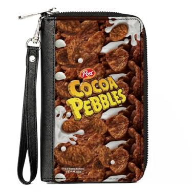 Imagem de Buckle-Down Carteira Flintstones, zíper ao redor, logotipo Post Cocoa Pebbles e marrom cereal vívido, couro vegano, 7.5"x4.5", Casual