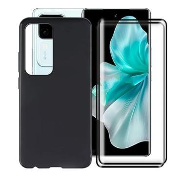 Imagem de AQGGIIXY Capa para Vivo V30 V2318 (6,7 polegadas), com 2 peças de protetor de tela de vidro temperado, capa fina e antiarranhões para Vivo V30 V2318, capa de silicone líquido à prova de choque para