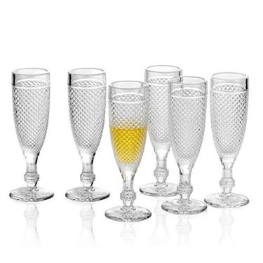 Imagem de Taças de champanhe Chroma 145 g. Conjunto de 6 taças de taça premium vintage transparente para refrescos, suco de refrigerante de vinho para festas de casamento, bares, aniversário, aniversário