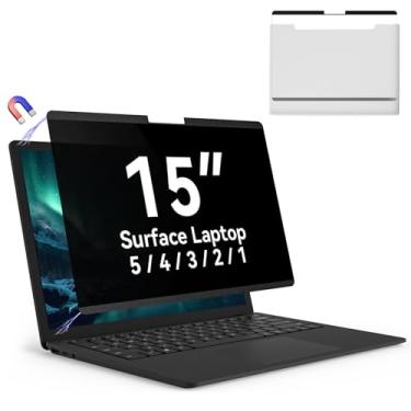 Imagem de Superfície magnética de 15 polegadas Laptop 5 tela de privacidade para laptop Microsoft Surface 5/4/3/2/1, filtro antiespião removível, película de segurança preta, filtro de luz azul protetor