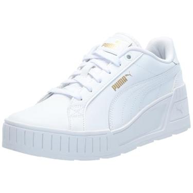 Imagem de PUMA Karmen Wedge Tênis feminino, preto-branco-dourado, 42, Branco-branco-dourado, 39