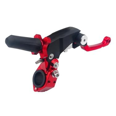 Imagem de JXPANG Alça de embreagem dobrável universal de alumínio 360° de liga de alumínio de 22 mm com assento de montagem para motocicleta, esportes urbanos, mini motos, scooter, quadriciclo (vermelho)