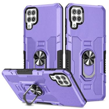 Imagem de Sidande Capa para Galaxy A12/Samsung A12/Galaxy M12/F12 SM-A125U, suporte de suporte resistente, suporte magnético embutido para carro, à prova de choque, capa protetora para celular para Samsung
