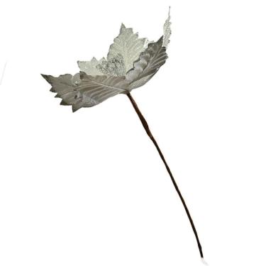 Imagem de Flor Natalina Prata Com Glitter 42x10cm Rio Master